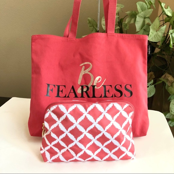 Lancôme “Be Fearless” Canvas Tote & Cosmetics Bag - Picture 2 of 10